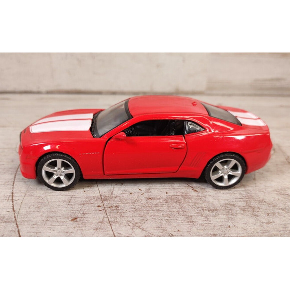 JFL Diecast Camaro Friction Car Red White Race Stripes Opening Doors 2010 4.75" - Picture 1 of 9